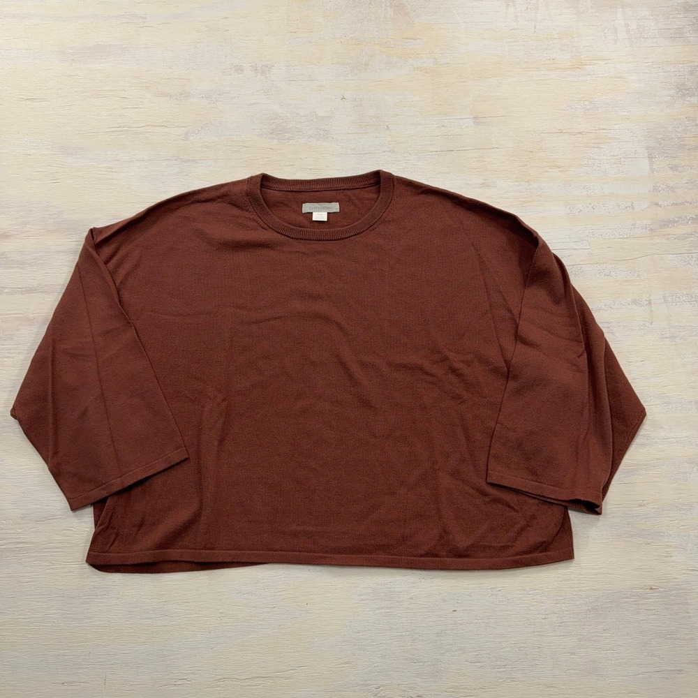 Outerknown Sweater Upcycled Cotton Boxy Knit Medium Brown Womens